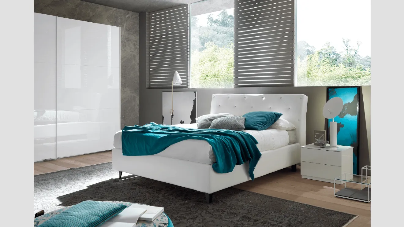 Letto imbottito con testiera e box contenitore Luxury di Felver